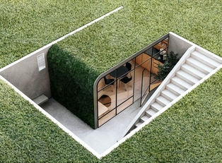 Working underground from home studio in your garden lawn