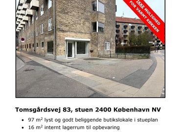 Butik til leje på Tomsgårdsvej 83, 2400 København NV - 113 m² | Foto 0 - Lokalebasen.dk