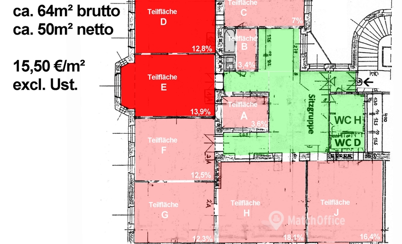 Büro zur Miete in Wien, Liniengasse 2A, 64 m²