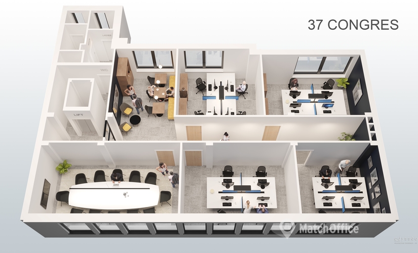 Bureaux équipés à louer à Ville de Bruxelles, Rue du Congrès 37, 215 m², - 3 | MatchOffice.be