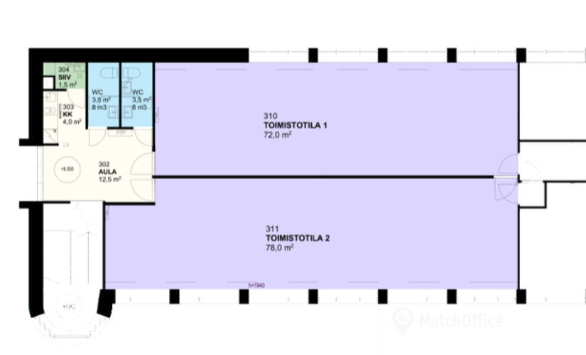 150 m² Office space available to rent in Turku, Linnankatu 64 (20100) can meet all your requirements - 1 | MatchOffice.com
