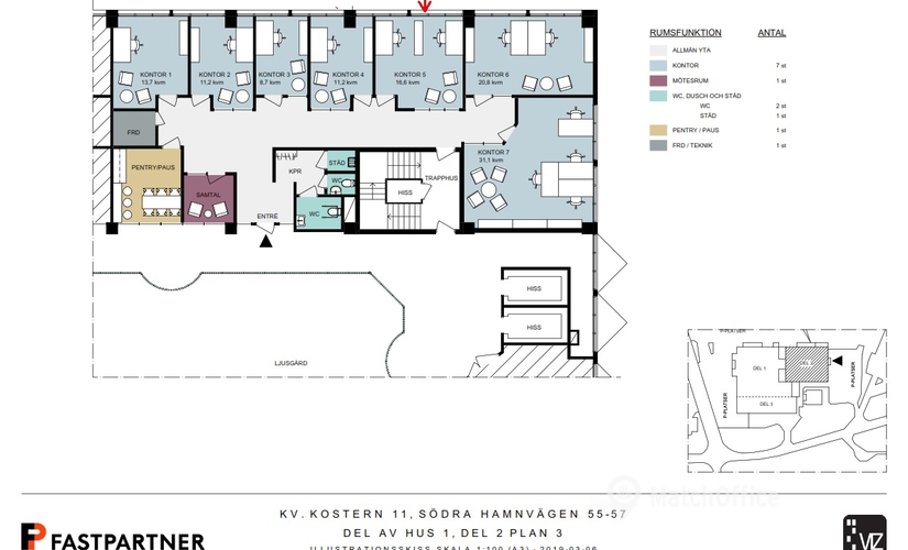 Kontorshotell(Yta:16 m²) för uthyrning i Södertälje, Sydhamnsvägen 55-57, 151 38 Södertälje. Fullt utbud av faciliteter | MatchOffice.se