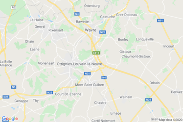 Ottignies-Louvain-la-Neuve Kaart